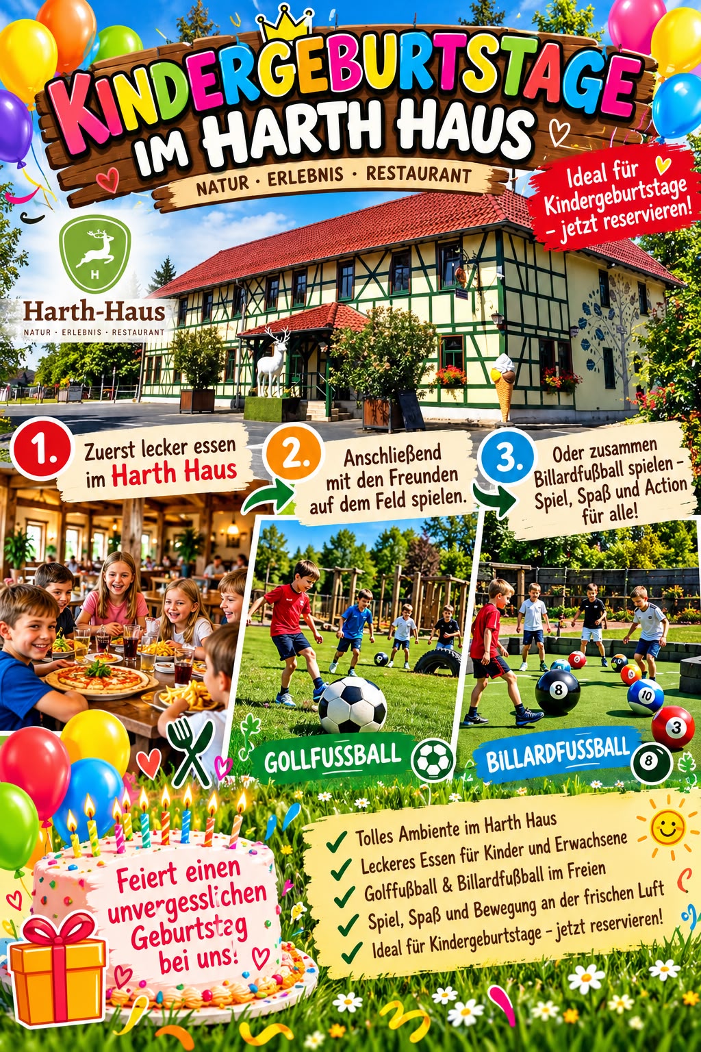 Plakat: Dein Kindergeburtstag im Harth-Haus