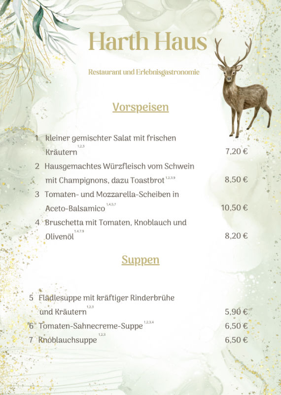 Speisekarte - Vorspeisen / Suppen