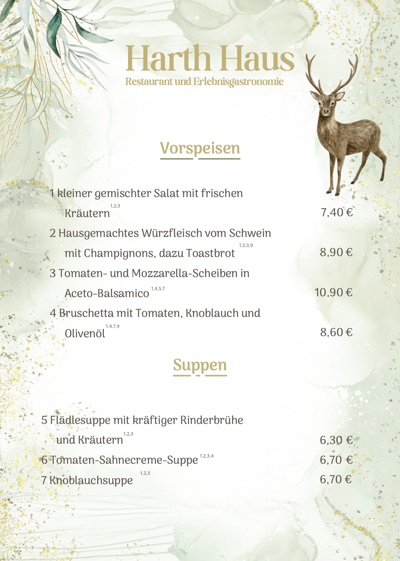 Speisekarte - Vorspeisen / Suppen